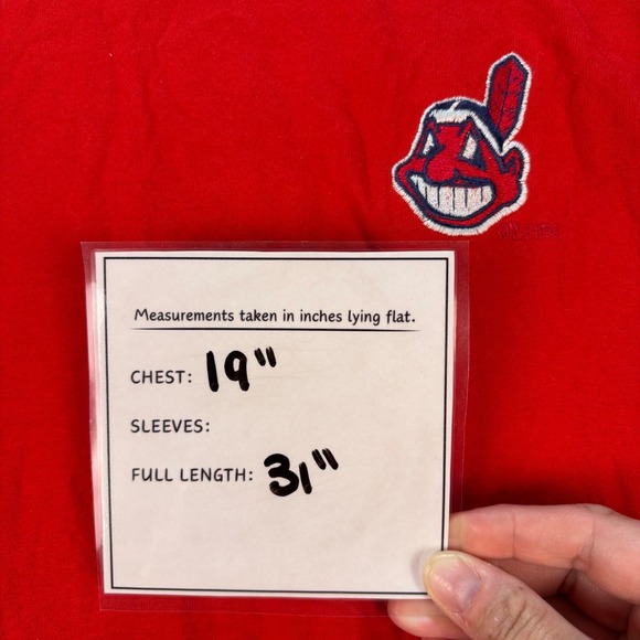 Pro Player Cleveland Indians Chief Wahoo Mens V-Neck MLB T-Shirt Red Size Medium - Picture 4 of 9